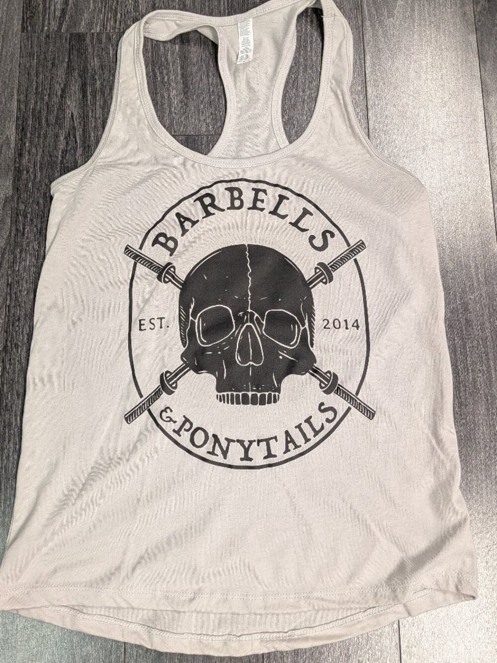 Barbells And Ponytails "Skull" Racerback Tank Top Sz S NEW